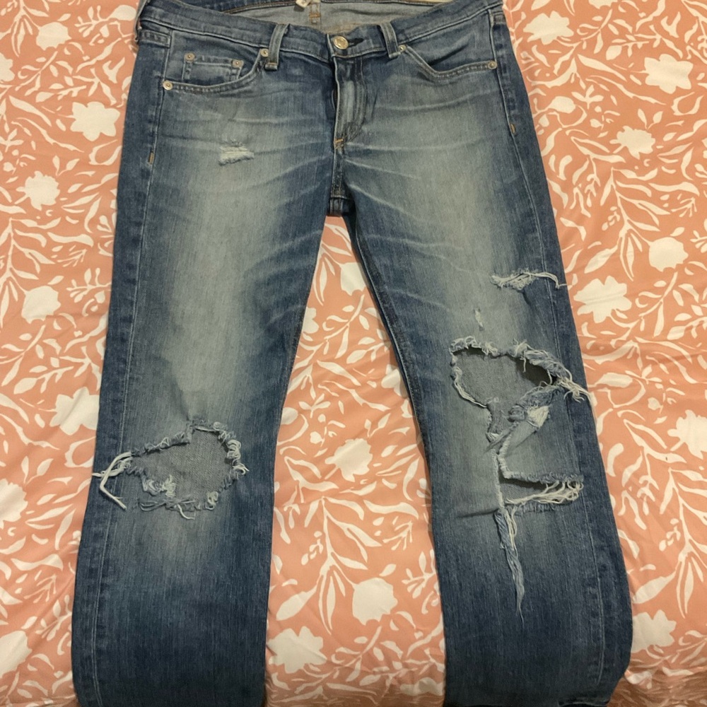 rag & bone Distressed Blue Boyfriend Jeans